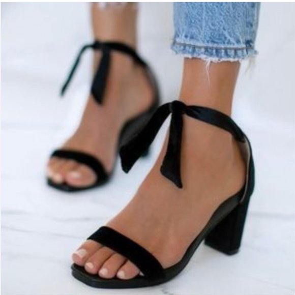 Bared Footwear Lorikeet Heeled Sandals in Black Velvet - Picture 1 of 8